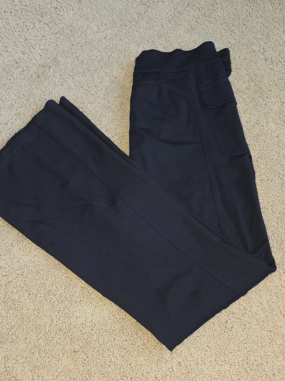 Halara Black High Waist Double Button Flap Pocket Flare Trousers Pants Size L